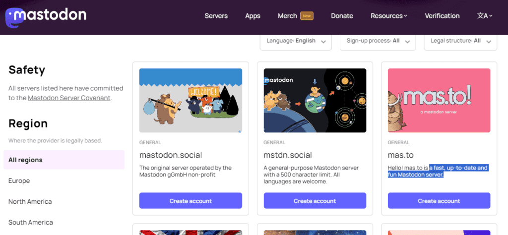 Mastodon free server list